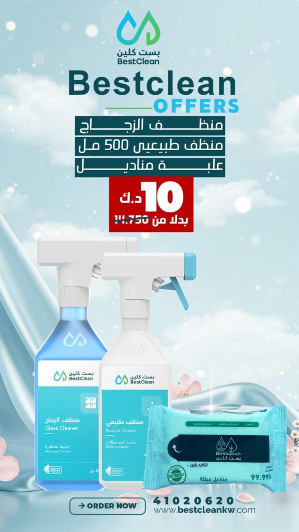 Glass Cleaner + Natural Cleaner 500ml + Wipes